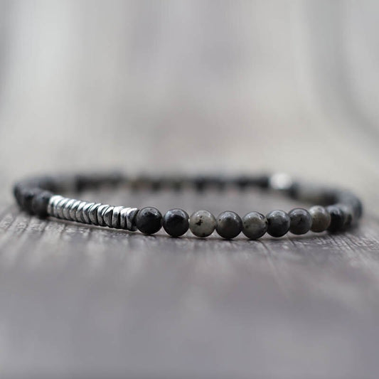 4mm Small Beads Black Flash Stone Bracelet