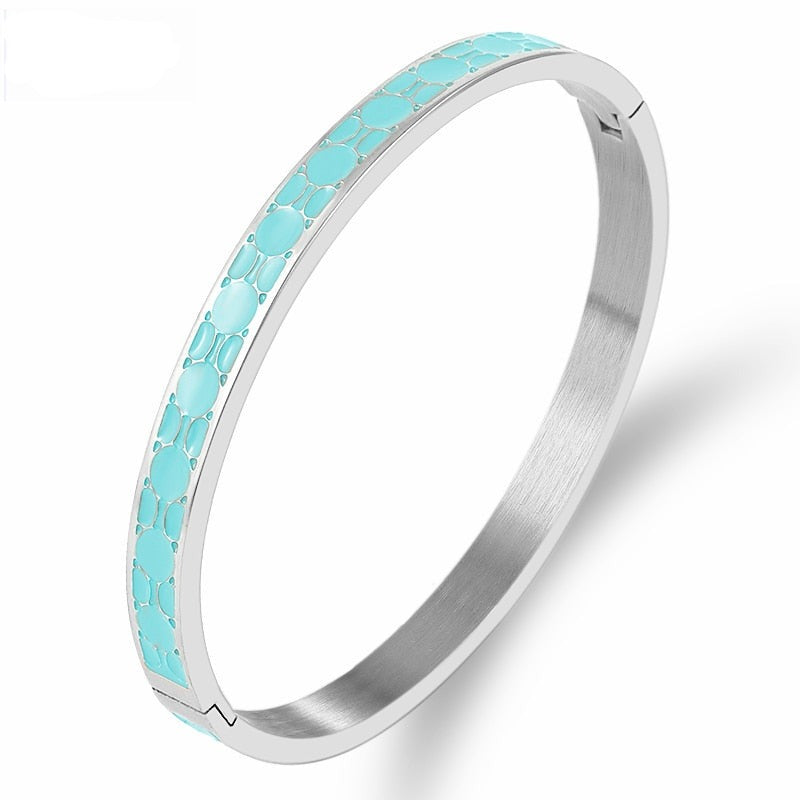 Silver Green Bangles Bracelets for Women