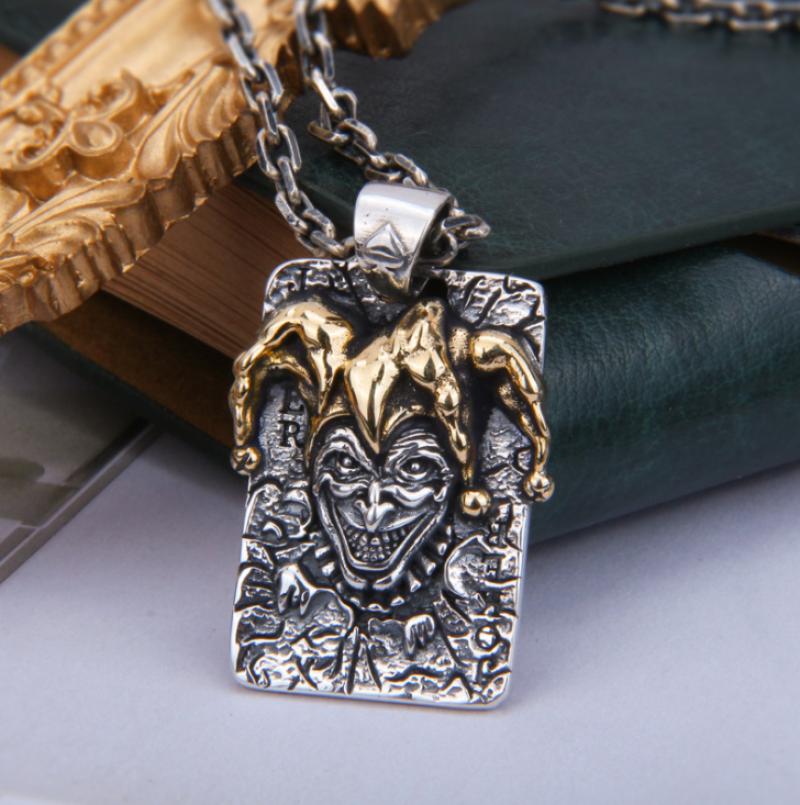 Creative Clown Head Silver Gold Necklace