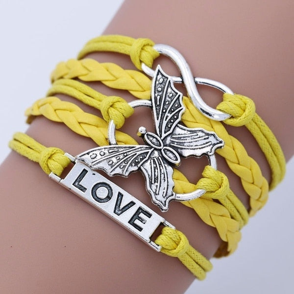 Handmade Multilayer Yellow Leather Bracelet