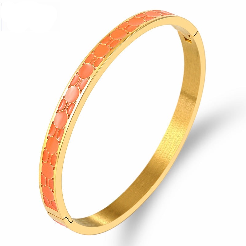 Gold Orange Bangles Bracelets for Women