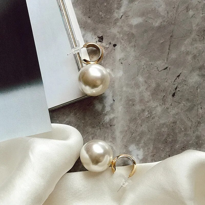 Oversized Pearl Drop Earrings