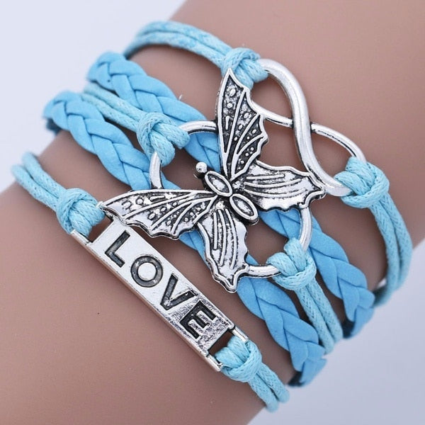 Handmade Multilayer blue Leather Bracelet