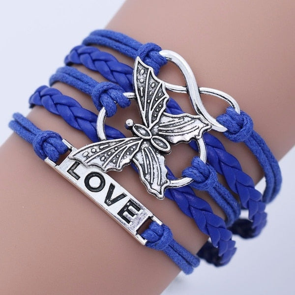 Handmade Multilayer Blue Leather Bracelet