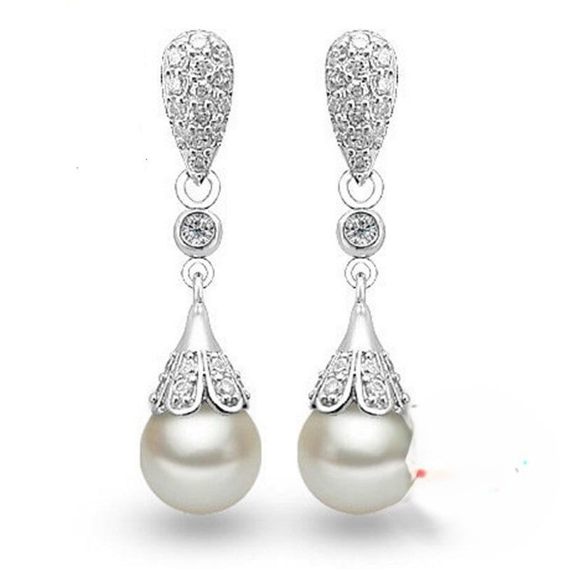 925 sterling silver freshwater pearl drop earrings