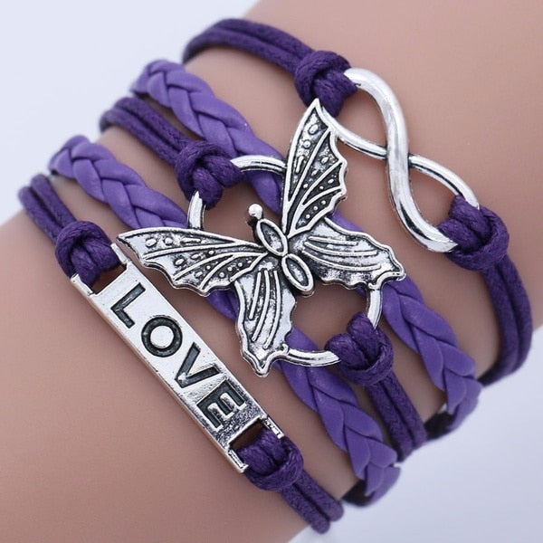 Handmade Multilayer Purple Leather Bracelet