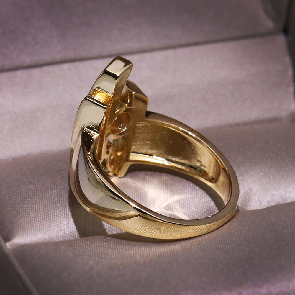 Gold Color Geometric Shape Women Rings