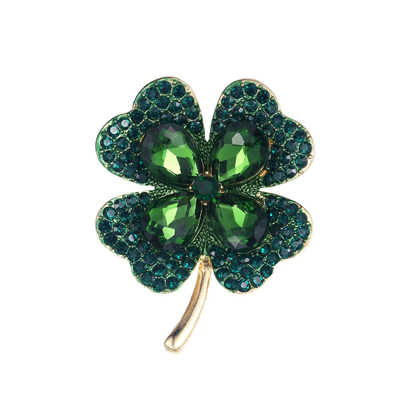 Rhinestone Clover Brooches