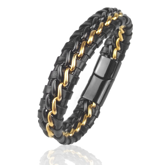 Genuine Leather Chain Bracelet for Men