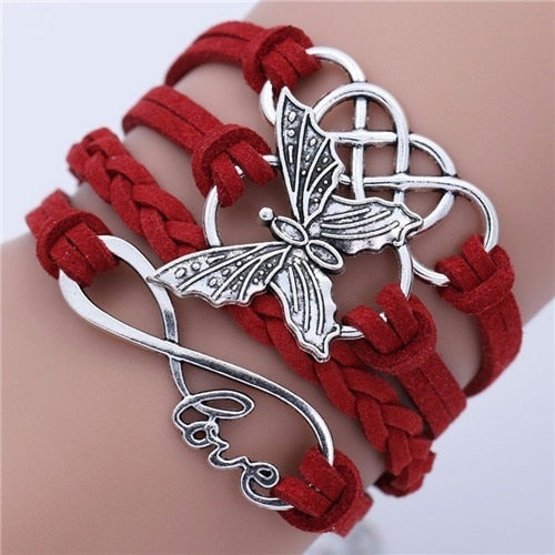 Handmade Multilayer Red Leather Bracelet