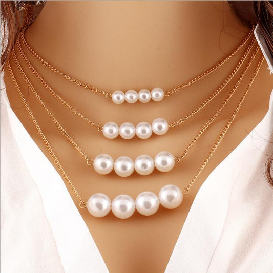 multi layers Pearl Gold Necklaces