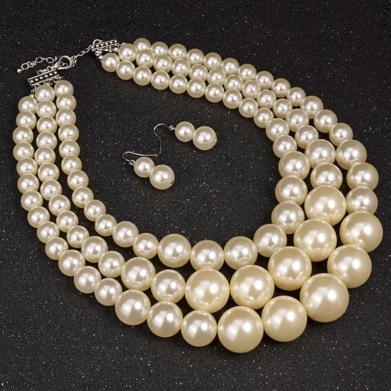 Big Pearl Jewelry Bridal Necklace Sets