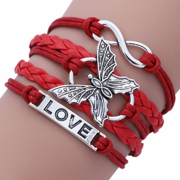 Handmade Multilayer Red Leather Bracelet