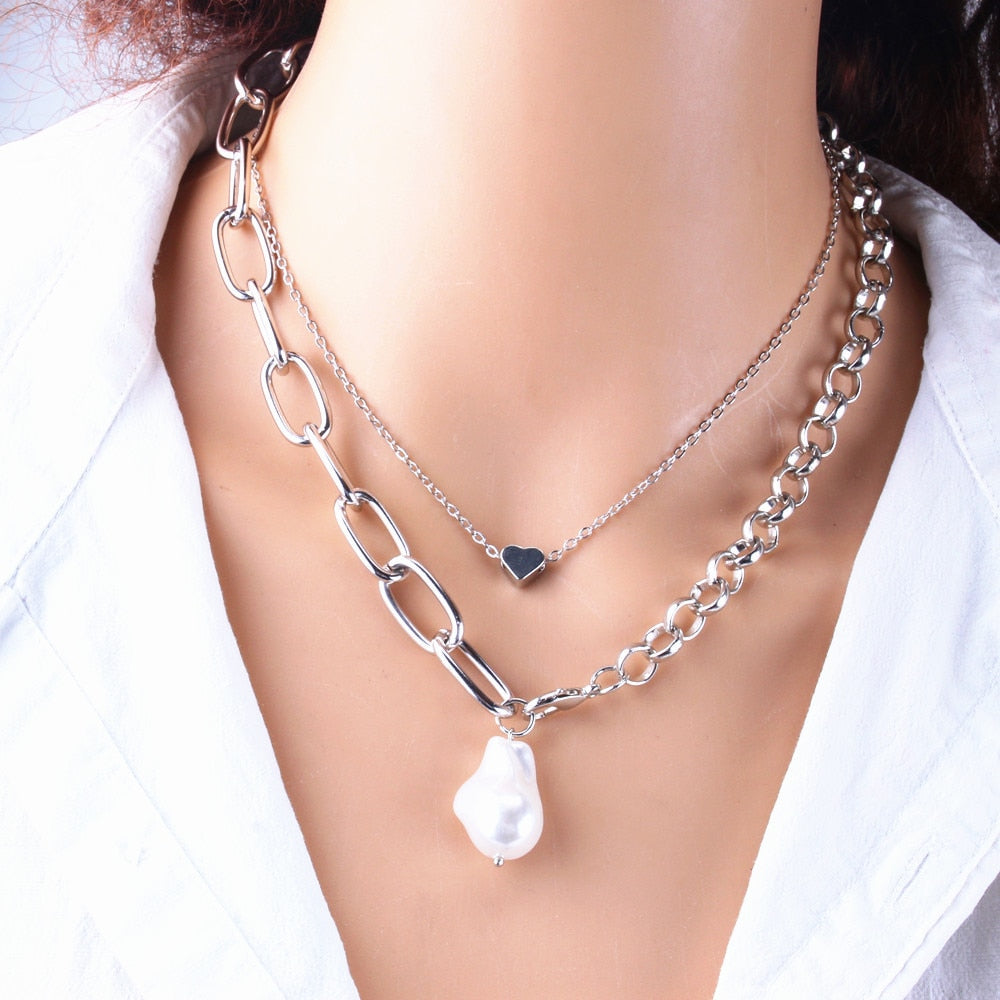 Silver big chain Necklaces