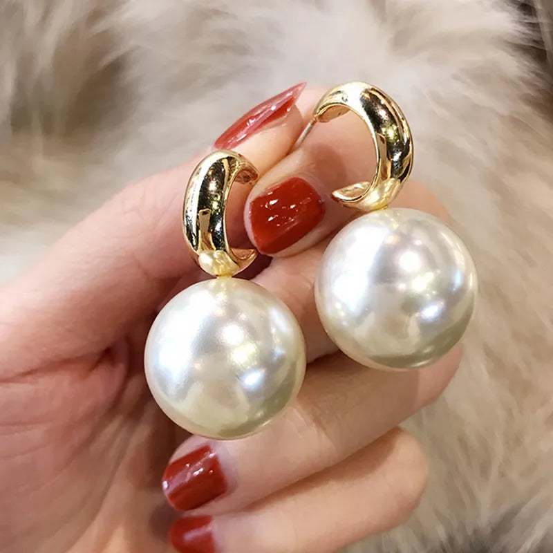 Oversized Pearl Drop Earrings