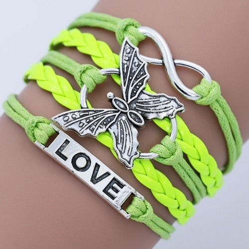 Handmade Multilayer Green Leather Bracelet