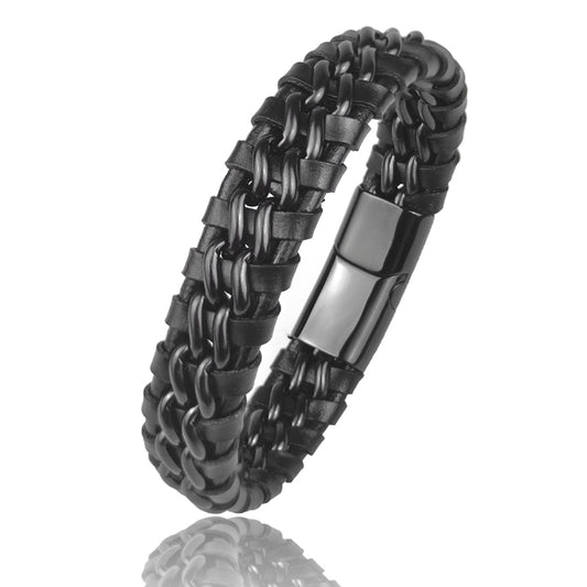 Genuine Leather Chain Bracelet for Men