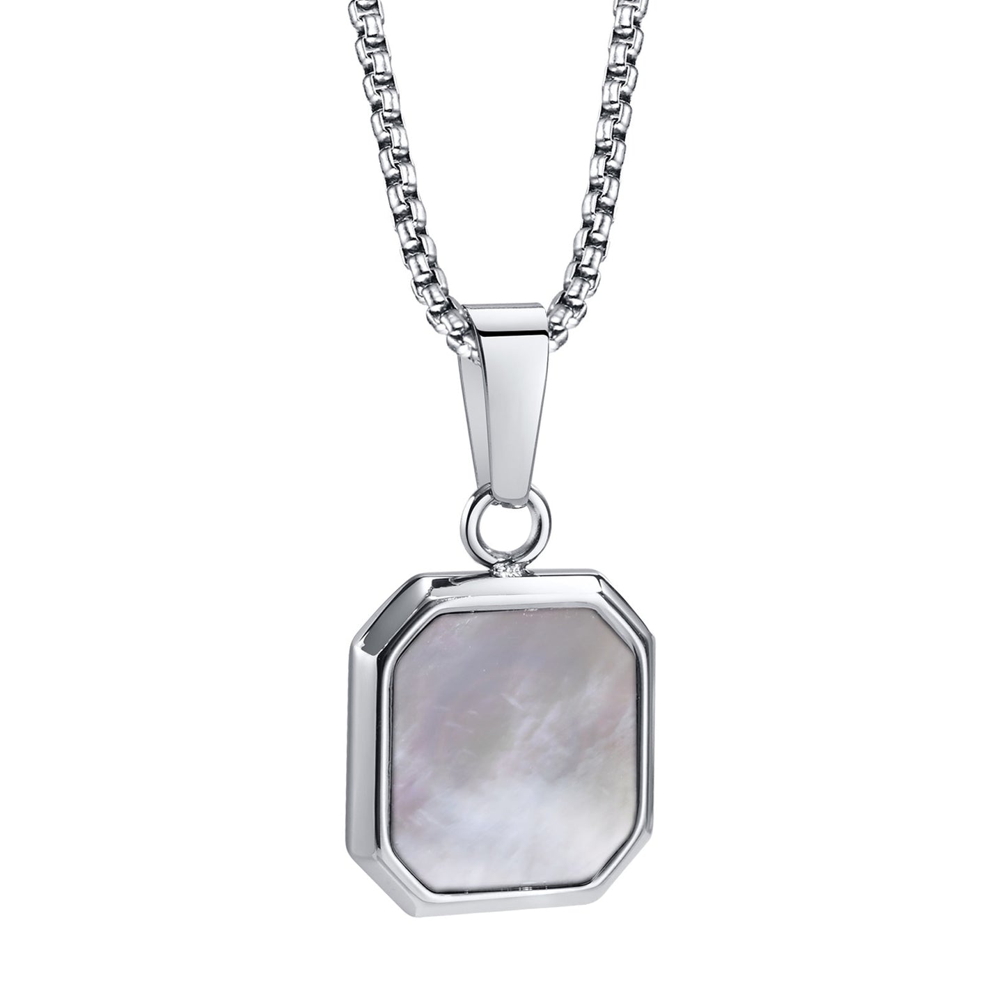 Stylish Silver Color Square Necklace