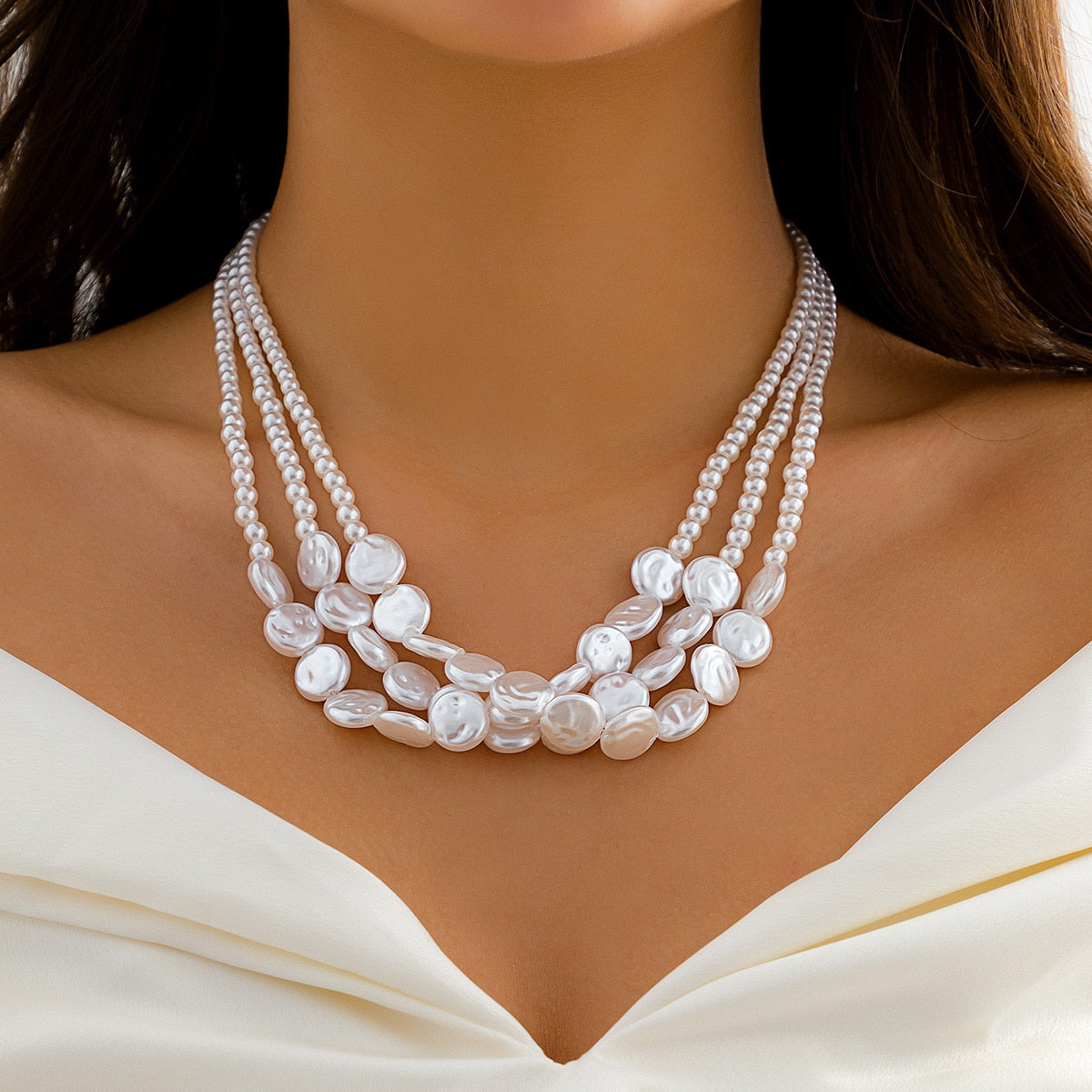 Multilayer Imitation Pearl Necklace