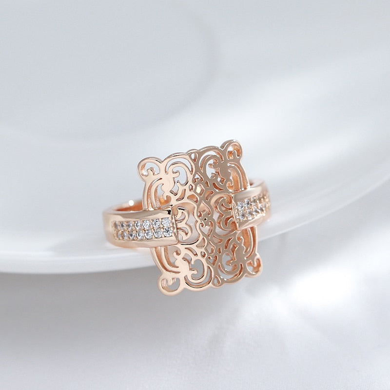 Rose Gold Color Square Big Ring