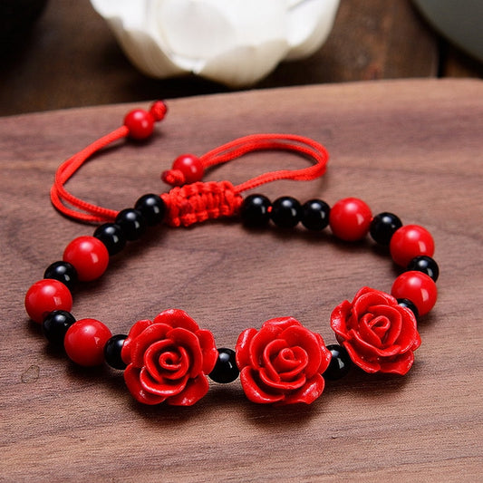 Handmade Wove small Rose Flower Bracelet