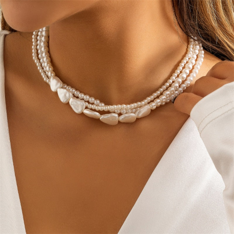 Multilayer Imitation Pearl Necklace