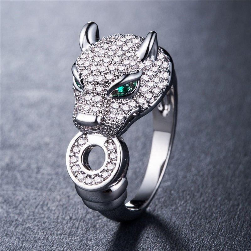 Leopard Head Inlaid Women Rings