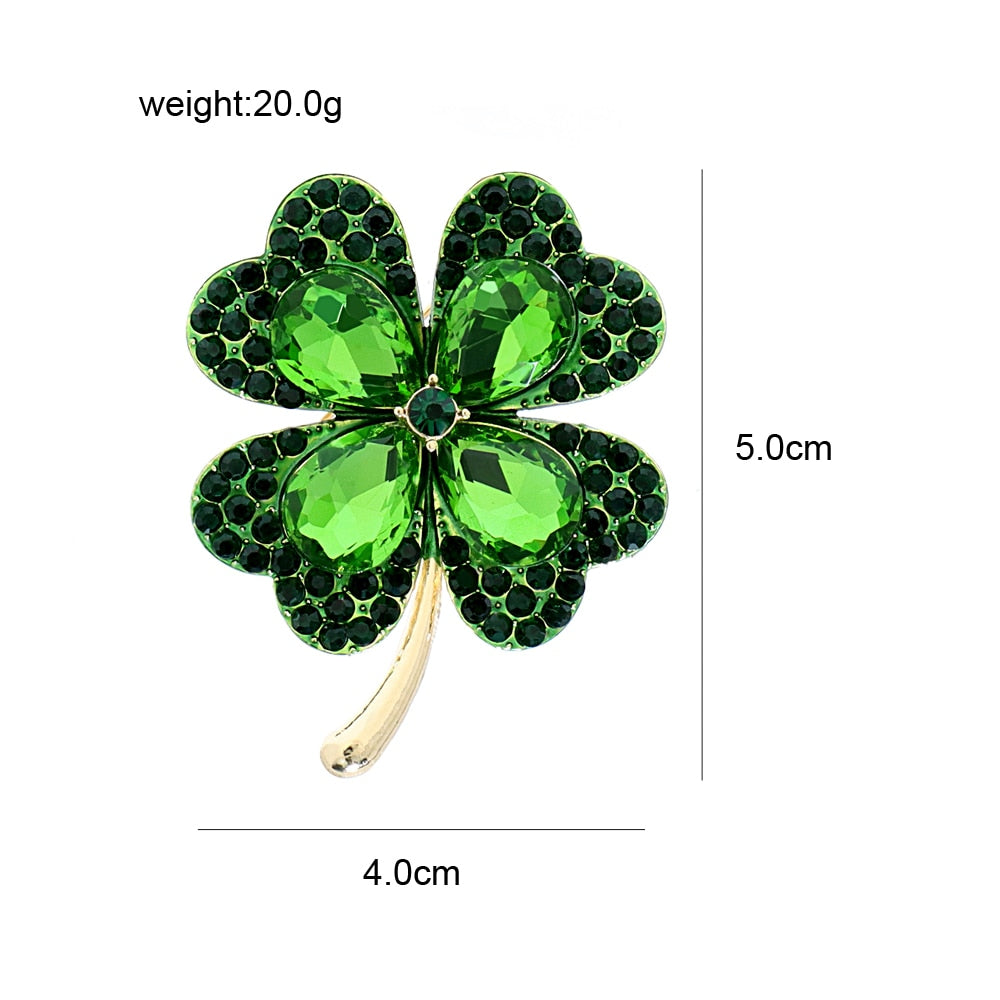 Rhinestone Clover Brooches