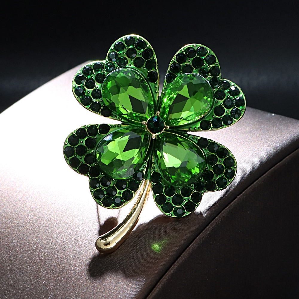 Rhinestone Clover Brooches