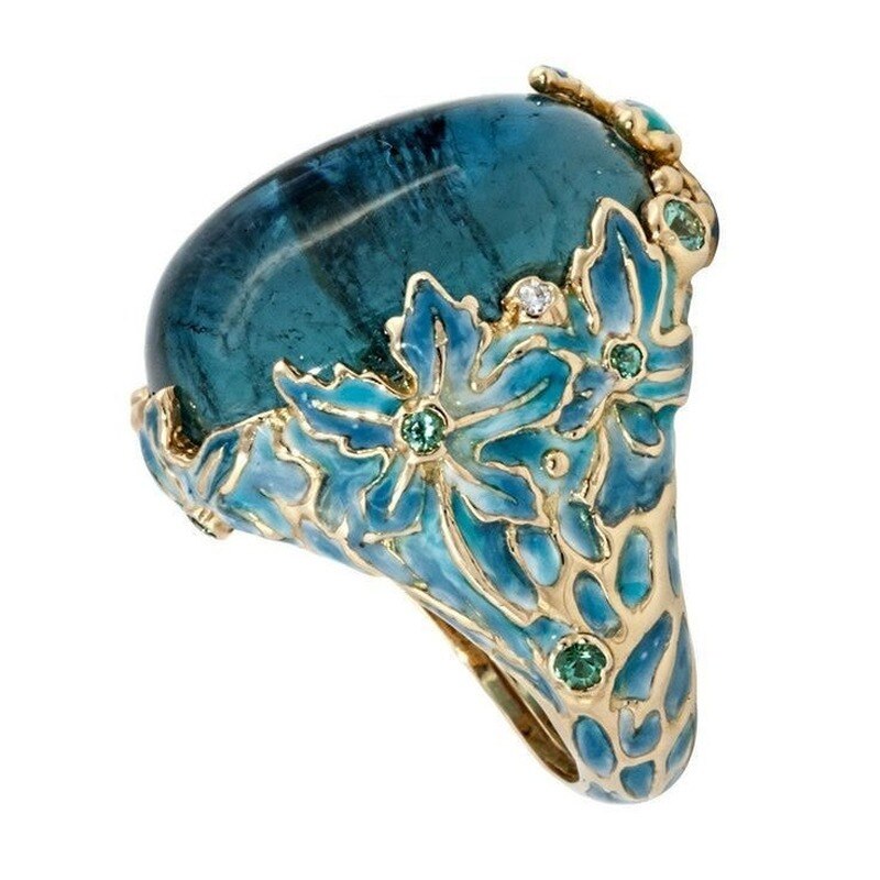 Gold Color Carving Enamel Flower