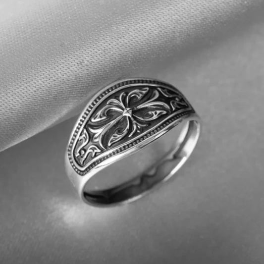 Wave Pattern Cross Men's and Women's Ring