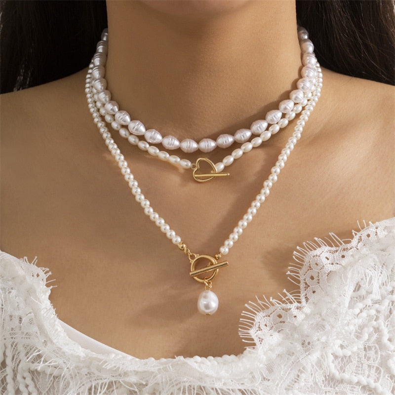 Multilayer Imitation Pearl Necklace