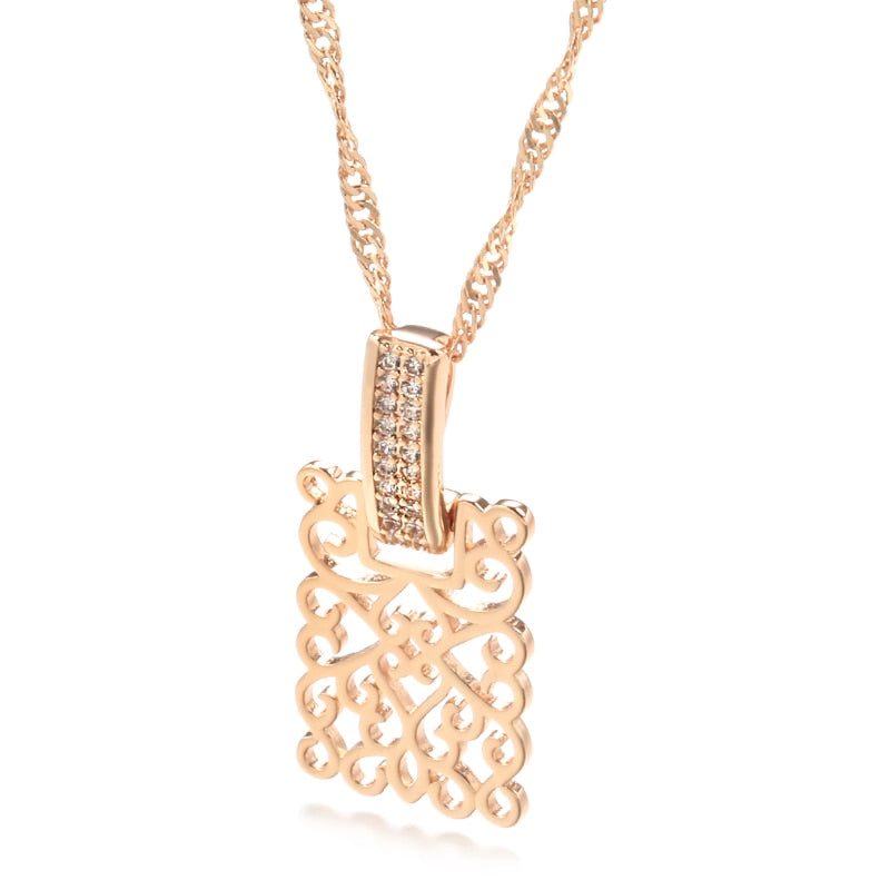 Gold Square Long Necklace