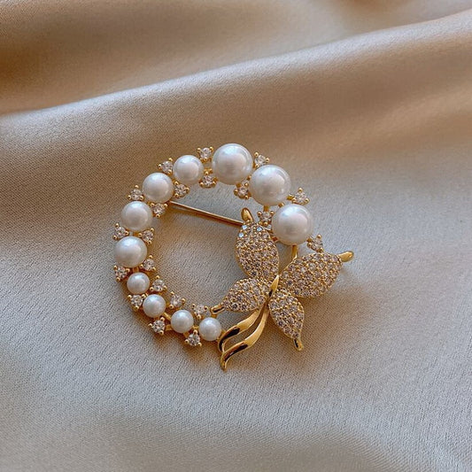 Pearl Butterfly Brooch