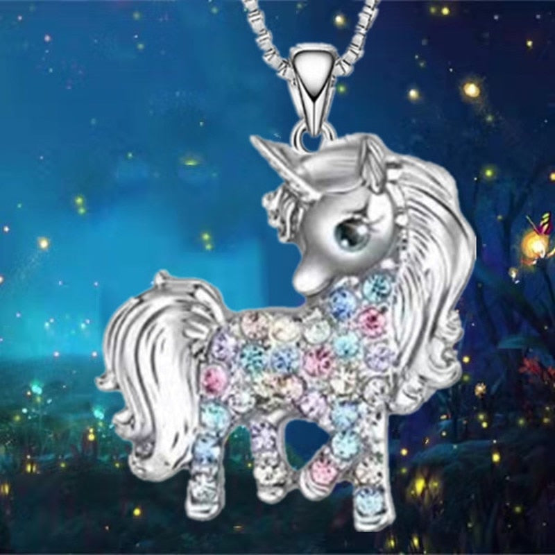 Silver Creative Unicorn Necklace