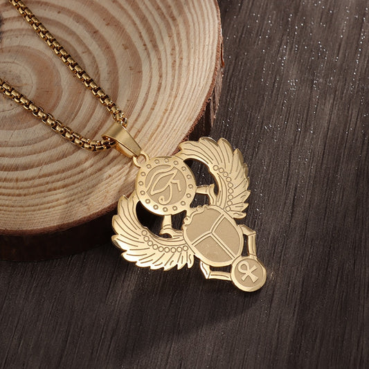 Men Pharaonic scarab Golden Necklace