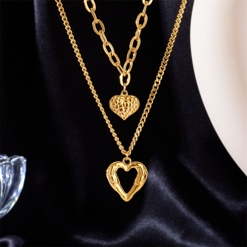 Stainless Steel Small Uneven Love Necklace