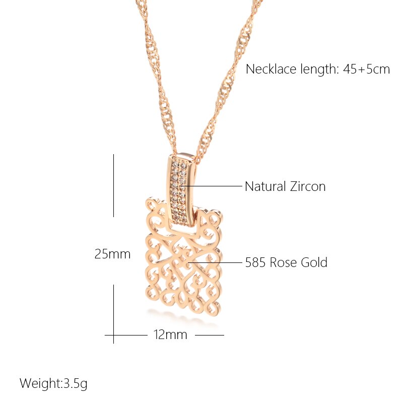 Gold Square Long Necklace