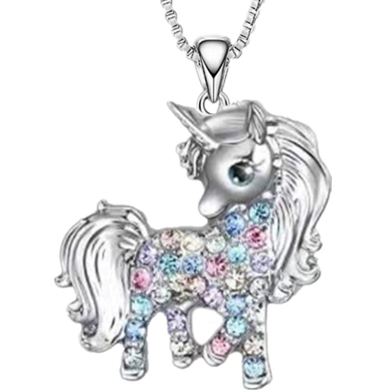 Silver Creative Unicorn Necklace