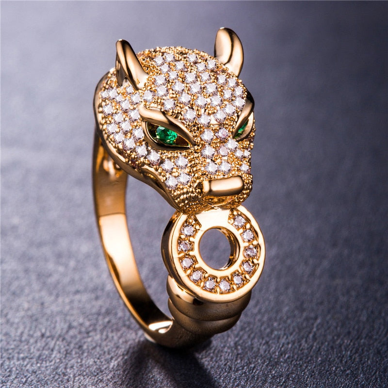 Leopard Head Inlaid Women Rings