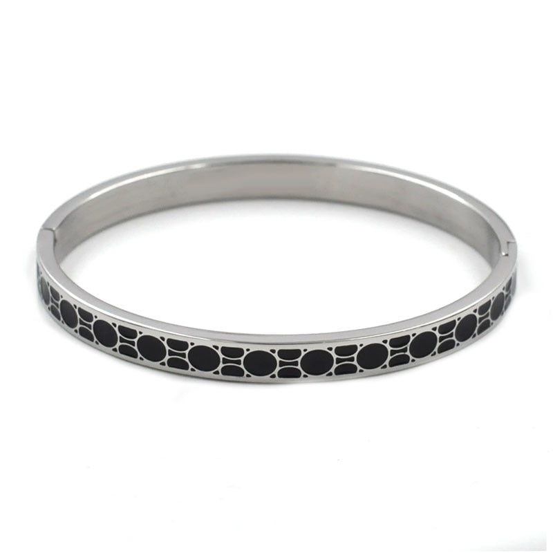 Silver Black Bangles Bracelets for Women