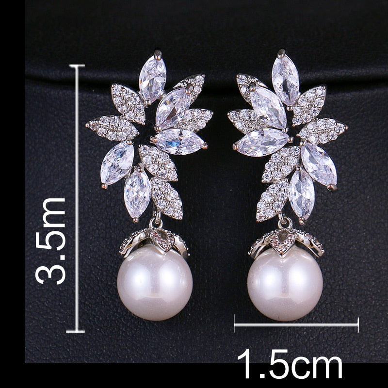 Elegant Simulated Pearls Long Dangle Earrings