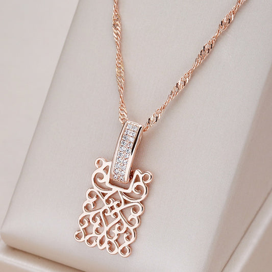 Gold Square Long Necklace