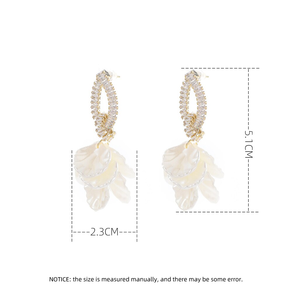 Zircon White Petals Earrings