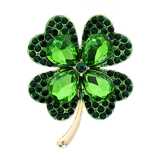 Rhinestone Clover Brooches